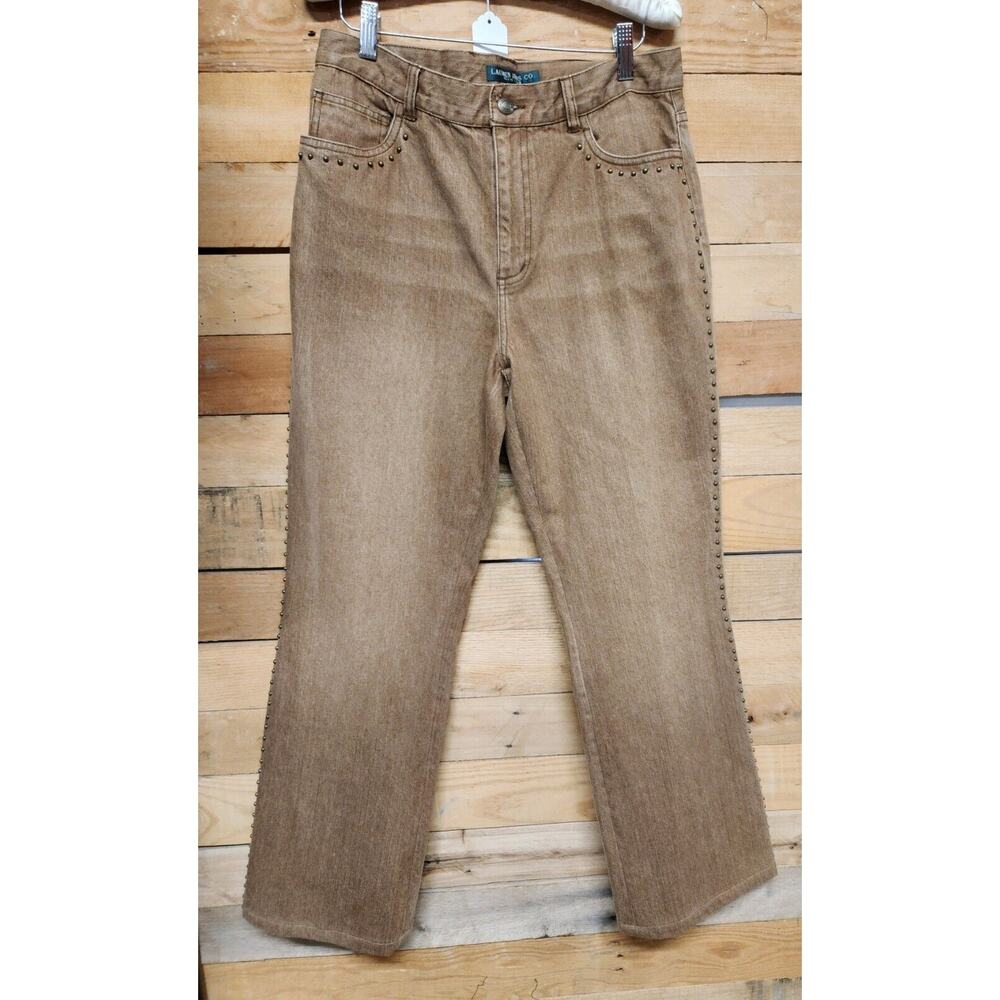 Vintage Ralph Lauren Women’s Studded Khaki Jeans (Size 14)